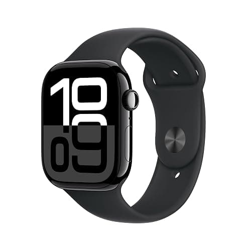 Apple Watch Series 10 GPS 46 mm Smartwatch con cassa in alluminio e cinturino Sport Loop Nero - M/L. Fitness tracker, app ECG, display Retina always-on, Carbon Neutral - Image 1