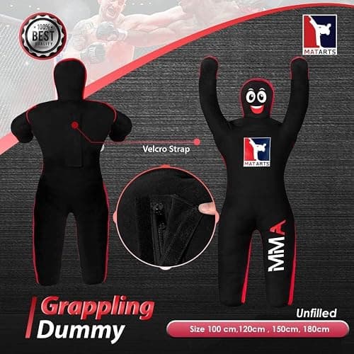 MatArts MMA Grappling Punching Dummy for Kids Combat Sports BJJ jiu Jitsu Judo Karate Taekwondo Wrestling Buddies Tackling and Boxing Dummies (47" / 4 Feet) - UNFILLED thumbnail 5