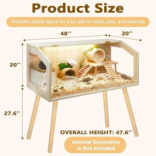 Prolee Hamster Cage with Legs, Guinea Pig Cages Chew Proof, Hamster House, Hamster Cages and Habitats, 48" L x 20" W x 47.6" H thumbnail 2