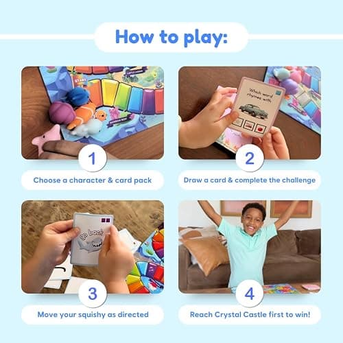 The Fidget Game SquishyLand in Rainbow Reef - Educational & Phonics Kindergarten Learning Activities for Children in Pre-K to 2nd Grade - Mochi Squishy Toys Set with Board Game (2-6 Players) thumbnail 4
