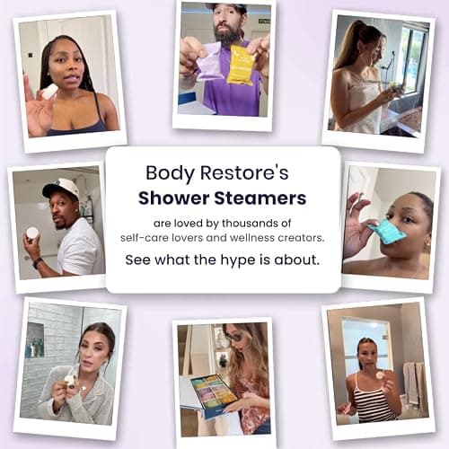 BodyRestore Shower Steamers Aromatherapy, Gifts for Women, Bloom 6 Pack | Birthday Gifts for Women, Men, Mom & Dad, Spa Stress Relief & Relaxation, Self Care, Essential Oil Tablets thumbnail 5