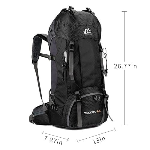 Bseash 60L Waterproof Lightweight Hiking Backpack with Rain Cover, Outdoor Sport Travel Daypack for Climbing Camping Touring thumbnail 7