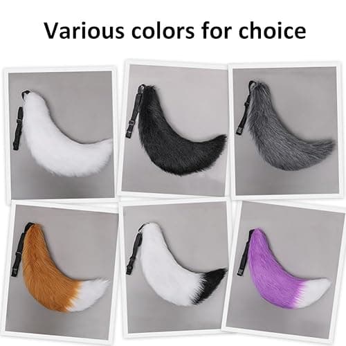 Faux Fur Wolf Tail 27" Furry Animal Big Tail for Adult Halloween Cosplay Party Costume Accessories thumbnail 5