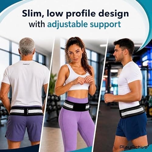 PlayActive Sacroiliac SI Joint Hip Belt - Lower Back Support Brace for Men and Women - Pelvic Support Belt - Trochanter Belt - Sciatica Pelvis Lumbar Hip Pain Relief (Regular) thumbnail 3