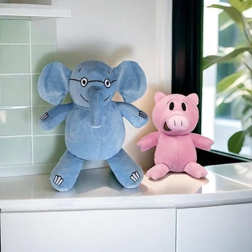 New Blue Elephant and Pink Pig Plush Toys,for Boys and Girls Animal Toys,Christmas Valentine's Day Room Decoration Party Gifts (2PC) thumbnail 4