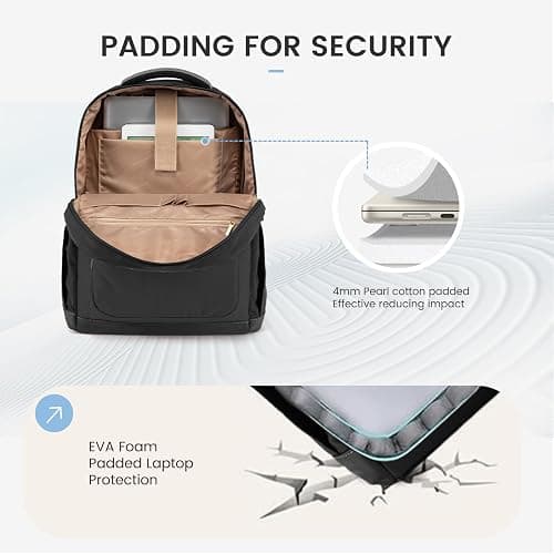 LOVEVOOK Laptop Backpack for Women with Giant Tumbler Holder Pocket,17 Inch Puffer Travel College Work Backpack Purse for Teacher Nurse,Waterproof Laptop Bag Computer Back Pack Casual Daypack,Black thumbnail 6