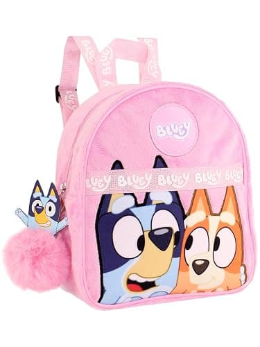 Bluey Backpack for Girls - Fluffy Fur Pink Kids Backpack Travel Purse for Children & Toddler School Bag Rucksack Handbag Ideal for Nursery and Daily Use - Image 1