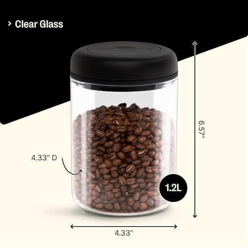 Fellow Atmos Vacuum Coffee Canister & Food Storage Container - 1.2 Liter Canister holds up to 16 oz of Coffee Beans - Airtight Food Storage Containers - Coffee Containers - 1.2 Liter - Clear Glass thumbnail 3