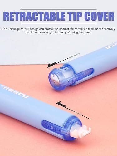 Alopuxi 5pcs Correction Tape Pen, White, 1/5" x 236", Push-pull Protective Cover thumbnail 5