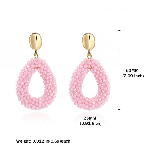 Boho Ohrringe hängend für Damen,Tropfenförmige Reisperlen Leichte Ohrringe Eleganter Hingucker für Frauen Modischer Schmuck thumbnail 6