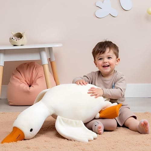 Ryttir Giant Goose Plush - 35" Extra Soft Goose Stuffed Animal Hugging Pillow with Rotund Belly,Safety Nursery Decor & Sensory Comfort Toy,Cuddle Companion for Kids(Christmas Gender Neutral Gift) thumbnail 3