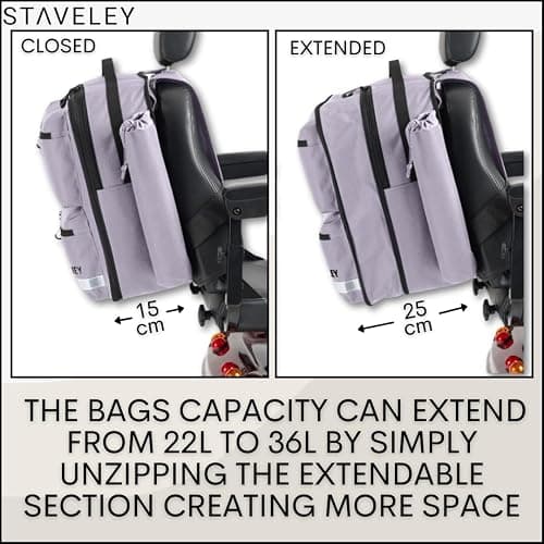 Staveley XL Expandable Mobility Scooter Bag for Electric Mobility Scooters & Boot Scooters - Back of Seat Bag (Purple) thumbnail 3
