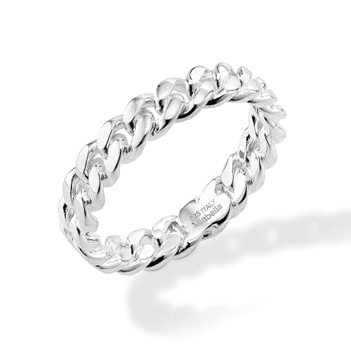 Miabella 925 Sterling Silver Italian 4mm Cuban Link Band Ring for Women Made in Italy - Image 1