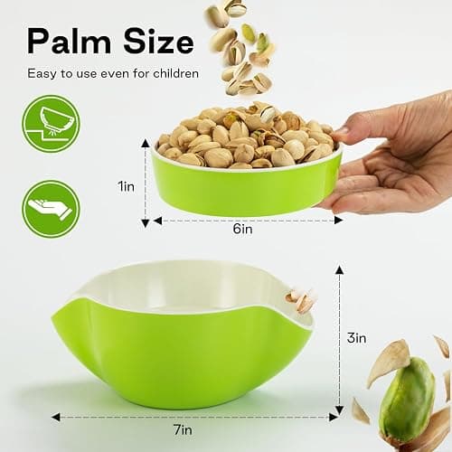 LivLab Mker Snack bowls for adults, Pistachios bowl with shell storage, Nut bowl sunflower seed spit cup, can berry serving dish, Green thumbnail 3