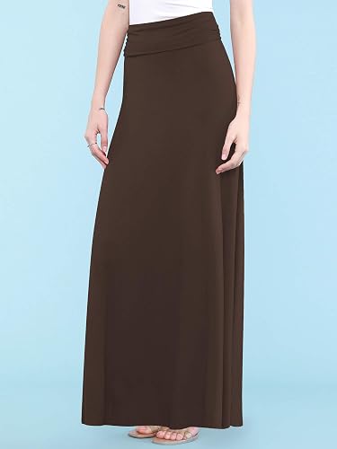 Made By Johnny Women's Solid Basic Lightweight Floor Length Flare Long Maxi Lounge Skirt (S~3XL) thumbnail 2