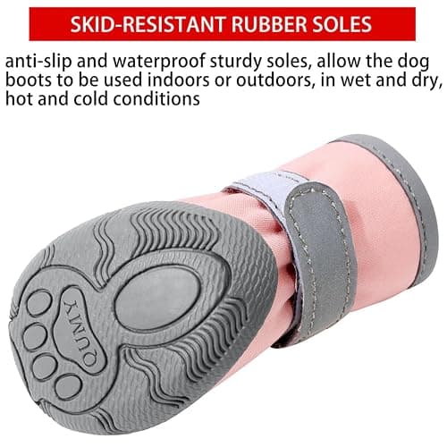 QUMY Dog Shoes for Small Dogs, Puppy Dog Boots & Paw Protectors for Winter Snowy Day, Summer Hot Pavement, Waterproof in Rainy Weather, Ourdoor Walking, Indoor Hardfloors Skid-Resistant Sole Pink 2 thumbnail 4