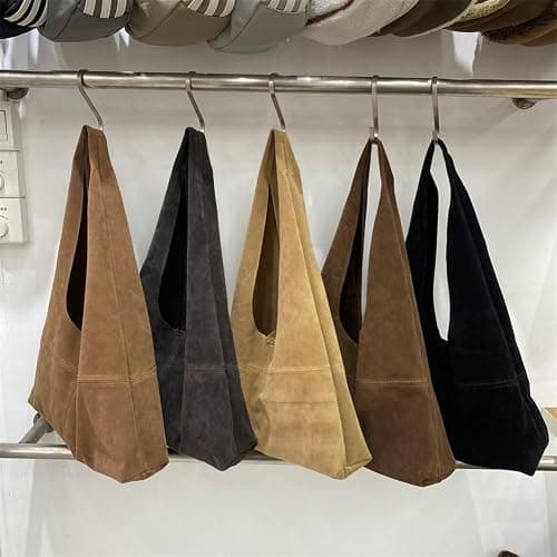 2 Pcs Slouchy Hobo Bags Women Underarm Shoulder Bag Crescent Satchels Crossbody Purse Top-Handle Travel Tote Handbag - Coffee thumbnail 6