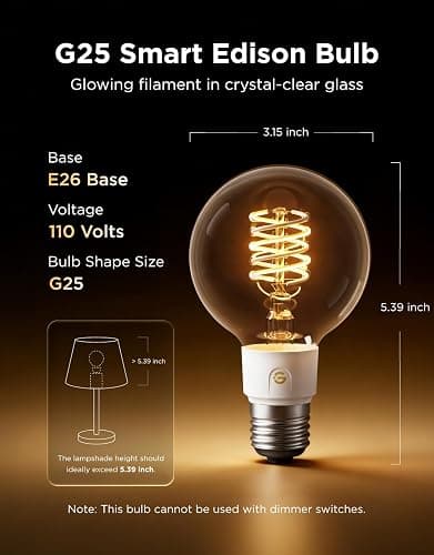 Govee Edison Bulbs, G25 Smart Vintage Light Bulbs, RGBWW, E26 Base 4 Pack | RGBWW and Tunable White, Compatible with Matter, Alexa & Google Assistant, Vanity light bulb for Living Room Kitchen thumbnail 2