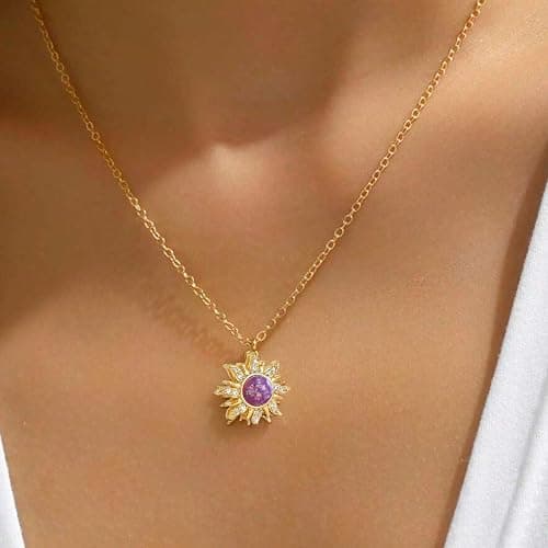 Rapunz Sun Necklace for Women Tangled Necklace Sun Necklaces Opal Pendant Neckalces Healing Crystal Necklaces Christmas Trendy Jewelry thumbnail 4