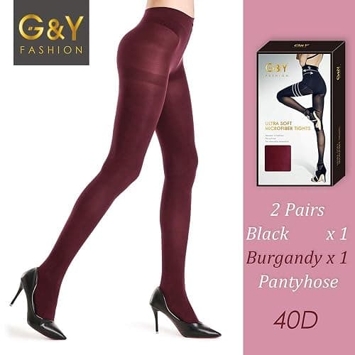 G&Y 2 Pairs Semi Opaque Tights for Women - 40D Microfiber Control Top Pantyhose thumbnail 5