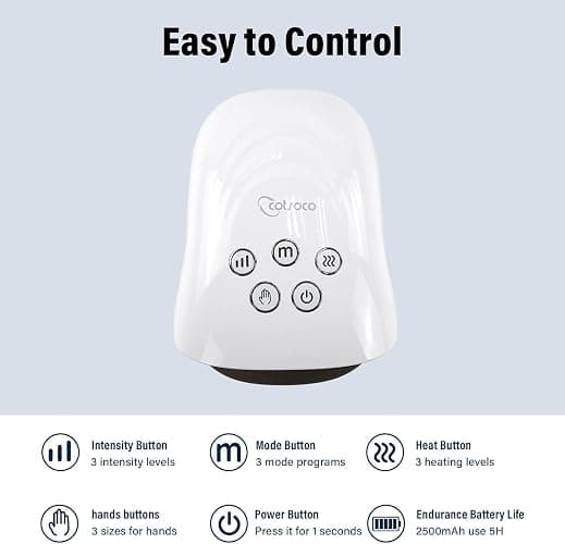 cotsoco Hand Massager - 3Massage Sizes, Cordless Hand Massager with Heat & Compression for Arthritis and Carpal Tunnel, Gift for Men Women Family Friends, Relaxation at Home, Office, Outdoors, White thumbnail 7