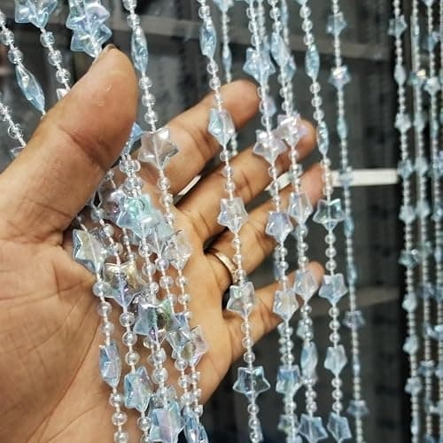 ave split Beaded Curtain Doorways Star Acrylic Hanging Door Beads String Curtains Tassel Room Divider Screen Decor for Doorway Window Living Room Wedding 049Star (Blue Star) thumbnail 7