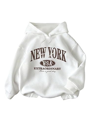 SweatyRocks Women's Graphic Hoodie Drawstring Long Sleeve Sweatshirt Fall Pullovers - Image 1