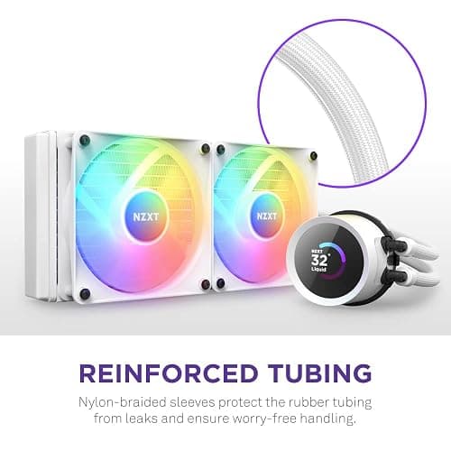 NZXT Kraken 240 RGB - 240mm AIO CPU Liquid Cooler - RL-KR240-W1 - Customizable 1.54" Square LCD Display for Images, Performance Metrics - High-Performance Pump - White thumbnail 8