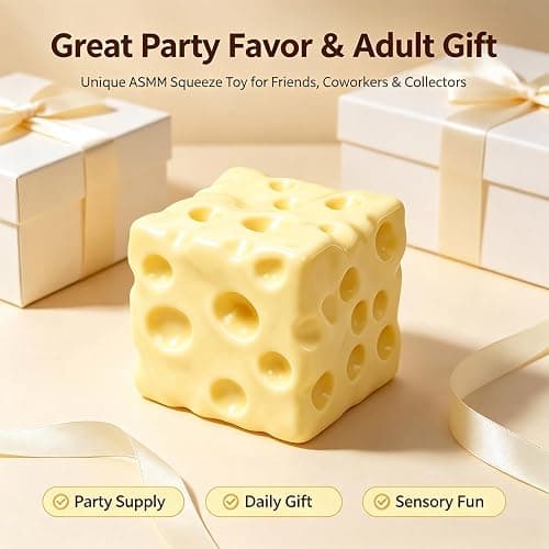 Crunchy Cheese Squishy Asmr Bead Filled, Slow Rising Squeeze | Squeeze Stress Cheese Squishies Slow Rising Squeeze Portable Rebound Calming Anxiety Relief Tool for Adults thumbnail 3