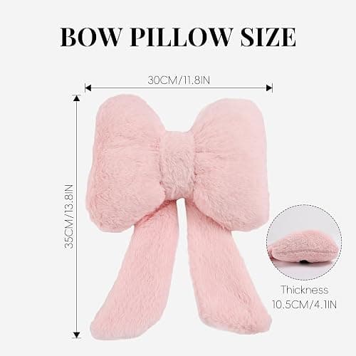 iHUFeather 2 Pack Bow Car Headrest Pillows Plush Neck Pillows for Travel Driving Office Chair Head Support Cushions, Also Cute Car Decor Accessories for Women (Pink) thumbnail 2