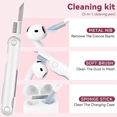 Skyconser with Safety Lock for Apple AirPods 4 Case,Clear Floral Cute AirPod 4th Generation Case with Phone Stand & Cleaning Kit for Women Girly-Pink Narcissus thumbnail 7
