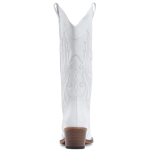 IUV Cowboy Boots For Women Western Cowgirl Boots with Chunky Heel Mid Calf Snip Toe Ideal for low insteps thumbnail 5