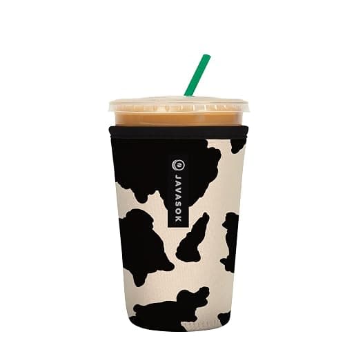 Sok It JavaSok Iced Coffee & Cold Soda Insulated Neoprene Cup Sleeve (Cow Print, Medium: 22-28oz) - Image 1