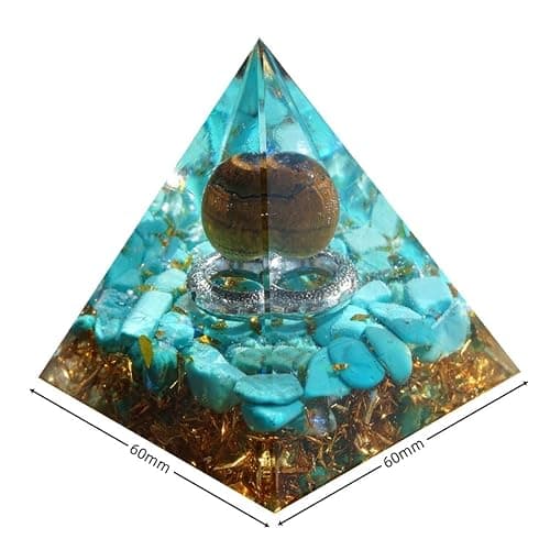 Besorgone Orgonite Pyramid for Positive Energy Chakra Orgone with Crystal Healing Stones Attract Wealth Wisdom Meditation Gift (Tiger Eye - Turquoise) thumbnail 4