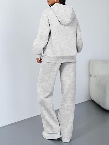 Trendy Queen 2 Piece Lounge Sweat Sets Plus Size Fall Fashion Matching Sweatsuits Wide Leg Pants Travel Outfit Winter Clothes thumbnail 4