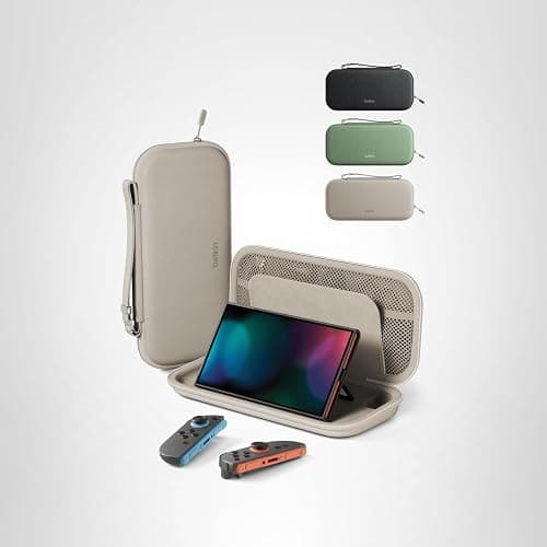 Belkin Nintendo Switch 2 Case, Travel Bag w/AirTag Holder & Storage Pocket for Up to 12 Game Cards - Portable, Lightweight Carrying Case w/Hard Shell, Soft Interior, Switch 2 Accessories - Sand thumbnail 7