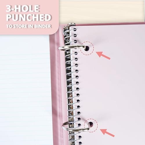 ONAVIA 5 Subject Spiral Notebook College Ruled, 400 Pages, Beige | 200 Sheets, 9 x 11 in, 6 Pack Waterproof Plastic Cover, Durable, School Notebooks, Classroom, Teachers thumbnail 7