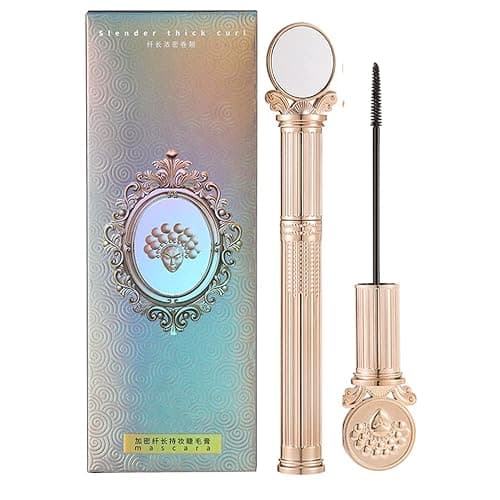 Embossed housing Mascara, Longer Waterproof Lash Cosmetics Natural Lengthening and Thickening Effect No Clumping 4d Silk Fiber For Vibely Mascarawith Makeup Mirror（1 Pcs）