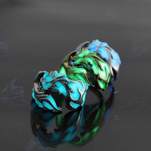 Glow in The Dark Rings Luminous Dragon Ring for Men and Women Allergy Free Gothic Punk Creative Embossed Dragon Pattern Animal Ring Glowing Halloween Anniversary Party Jewelry Light-Emitting Gift thumbnail 4