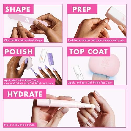 Olive & June Gel Nail Polish Set, 6 Shades and Top Coat | Includes HD, KMC, Pink Goldfish, Icing Is The Best Part, Prom, XOXO, gel top and base coats; hema-free; UV LED lamp needed thumbnail 6