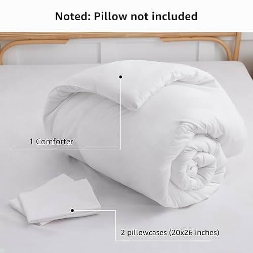 CozyLux White Full Size Comforter Set, 3 Pieces Solid Breathable Quilted Style Bedding Sets, Luxury Fluffy Soft Bed Set with Down Alternative Comforter for All Season (1 Comforter & 2 Pillowcases) thumbnail 7