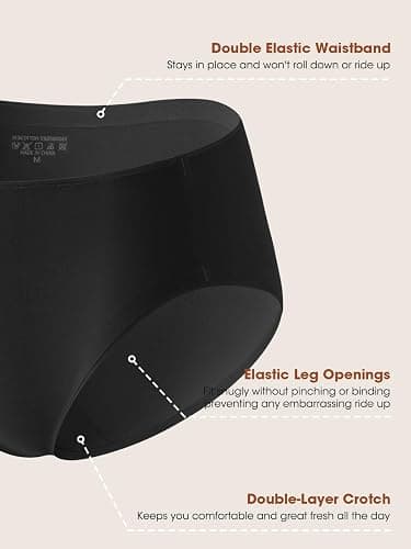 Yifumen Seamless Cotton Underwear for Women No Show Bikini Panties Full Coverage Sexy Soft Comfort Hipsters 6 Pack thumbnail 6