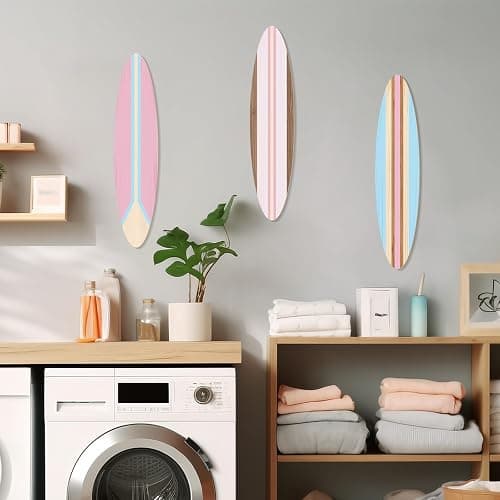 Zzbakress 3 Pieces Cute Surfboard Wall Decor Beachy Room Decoration Wood Surfboard Wall Hanging Sign Beach Themed Room Decor Room Decor for Living Room Bedroom Bathroom (Medium) thumbnail 8