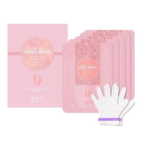 Toi:L Extra Silky Hand Mask 5 Pairs, Korean Moisturizing Gloves for Dry Hands with White Truffle, Green Caviar & Peptides, Repairing and Softening Hand Care Treatment for Aging, Cracked, and Dry Skin - Image 1