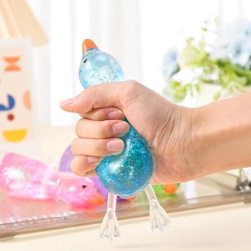 2 Pcs Glitter Cute Duck Squishy Sugar Stress Ball, Kawaii Squishy Stress Balls, Soft Slow Rising Sensory Fidget Toy, Ultra Soft Squeeze Ball for Anxiety Relief & Stress Relief, Ideal Desk Decor thumbnail 2
