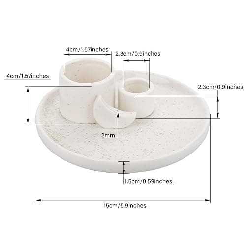 ZenBless 4 in 1 Incense Burner Holder, Palo Santo Holder, Sage Holder for Burning, Incense Holder for Sticks, Candle Holder, Ceramic Ash Catcher Tray for Meditation Yoga Room Home Decor (White) thumbnail 2