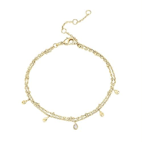 PAVOI 14K Gold Plated Beaded Bracelet for Women | Stackable Gold Bead Bracelet | Adjustable Dainty Gold Jewelry - Image 1