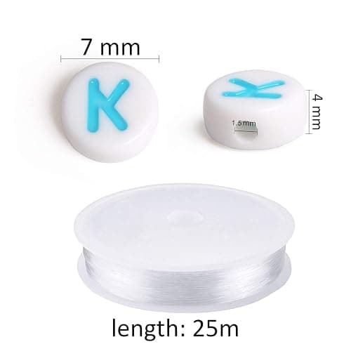 1900pcs 7 Colors Round Letter Beads Acrylic Alphabet Number Beads with 1 Roll Elastic Crystal String Cord for Jewelry Making DIY Necklace Bracelet (7x4mm) thumbnail 2