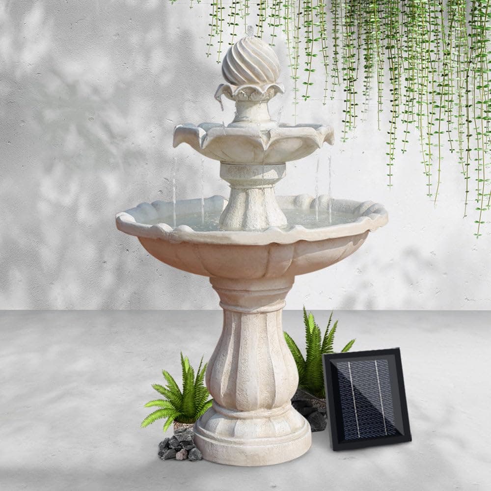 Gardeon Solar Water Fountain, 9V 93cm Tall Feature Pump Bird Bath Powered Features Fountains Garden Outdoor Indoor Pond Decoration, 4 Tiers Birdbath Battery Ivory thumbnail 7