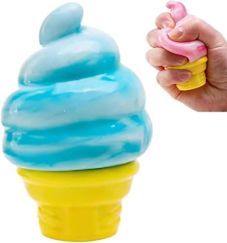 Ice Cream Squeeze Squishy, Ice Cream Cone Squishy, Slow Rise Sensory Fidget Toy, Stuffers Party Favors Summer Sensory Stress Relief (Blue) - Image 1
